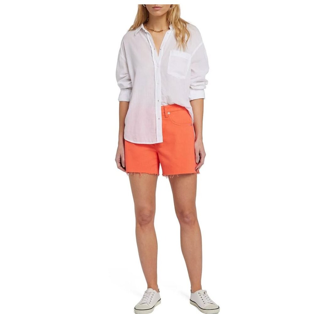 NWT 7 For All Mankind Monroe Cutoff Denim Shorts 30, GRAPEFRUIT